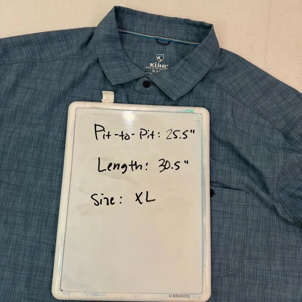 Kuhl Shirt Mens XL Persuadr Short Sleeve Button Up Lightweight Blue UPF Hiking - Picture 16 of 16